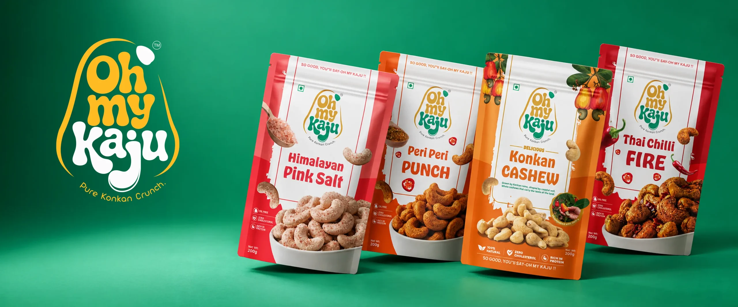 Oh My Kaju Logo Design & Brand Identity | Premium Cashew Brand Design