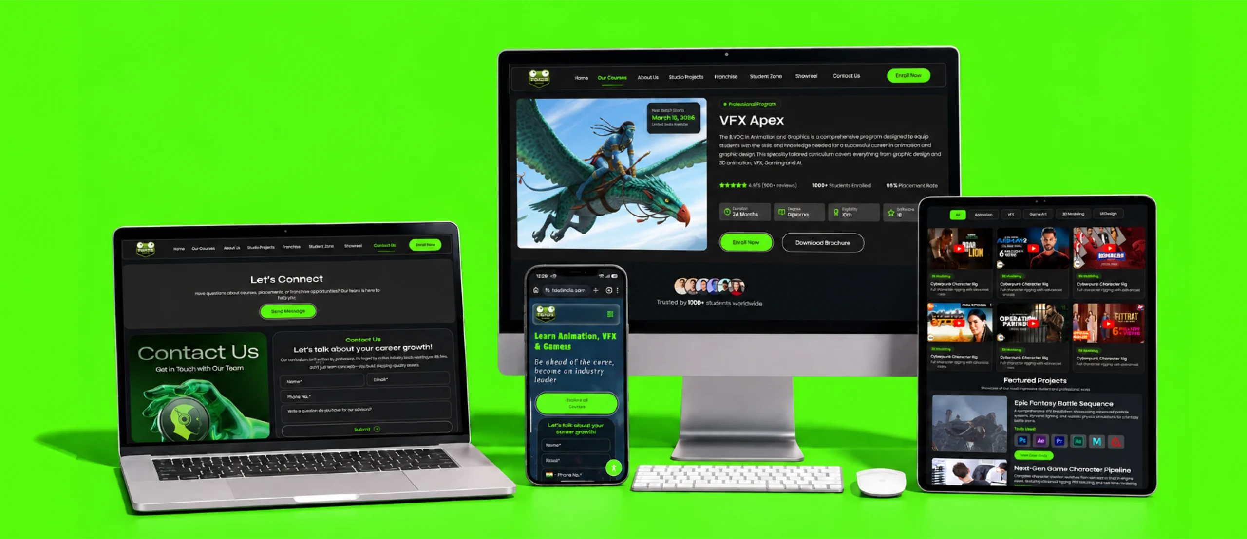 TOADS Academy – Educational VFX Institute – UI UX | Website Design