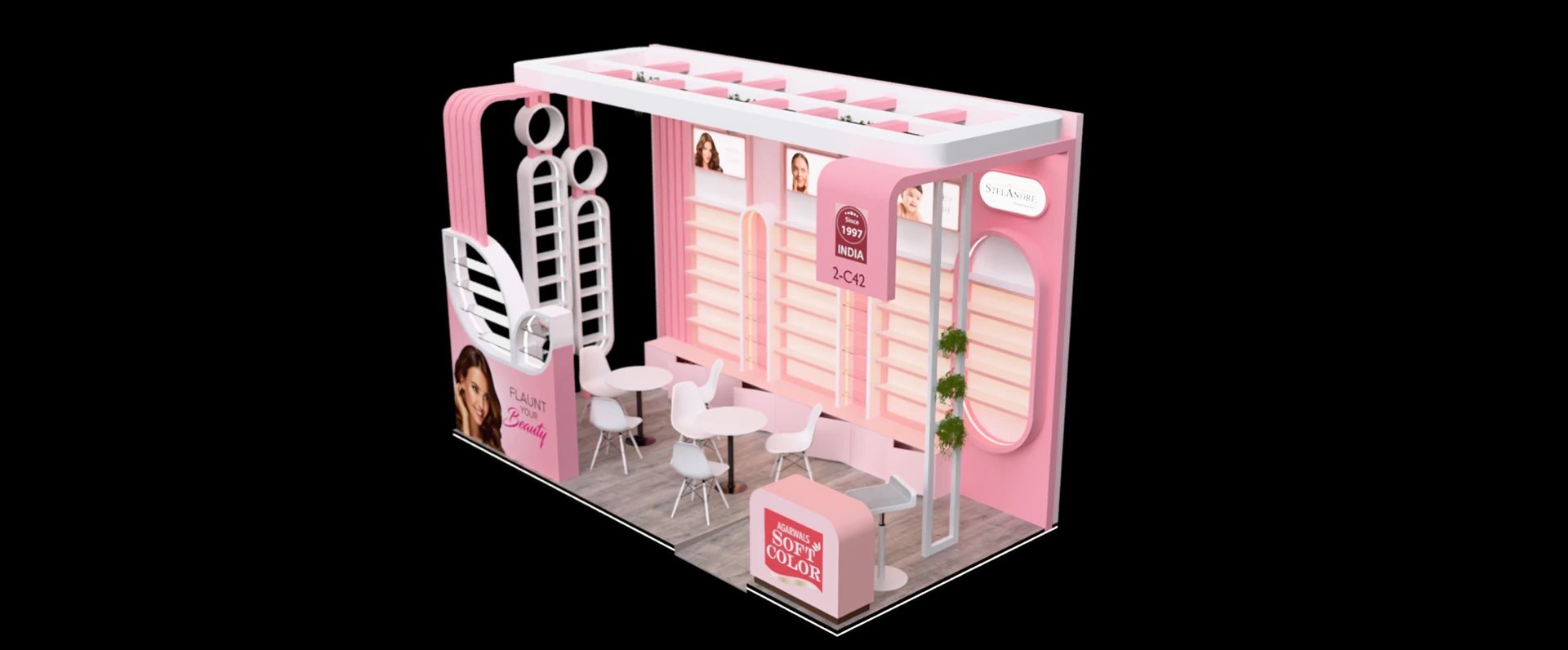 Agarwal Soft Color – Beauty Brand Exhibition Design | Exhibition Stall Design